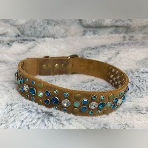 Bling handmade leather dog collar